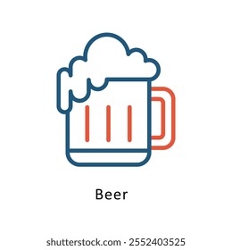 Beer Vector Two Colors outline Icon. Eps10 File