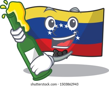 With beer venezuelan flag hoisted on mascot pole