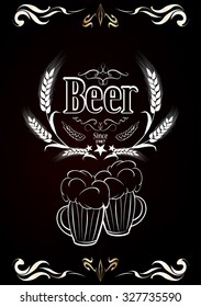 beer vintage design in chalk on a black background