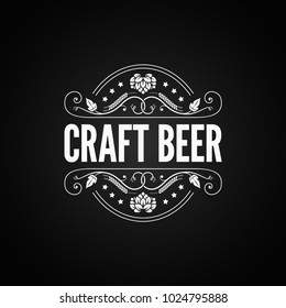 Beer vintage label. Craft beer logo on black background