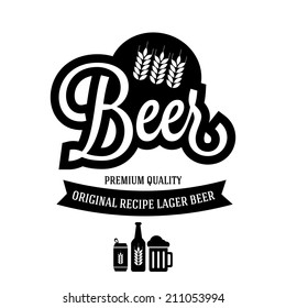 beer vintage logo with hop and barley