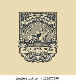 Beer vintage old logo vector