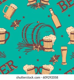Beer vintage seamless pattern