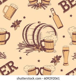 Beer vintage seamless pattern