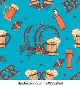 Beer vintage seamless pattern