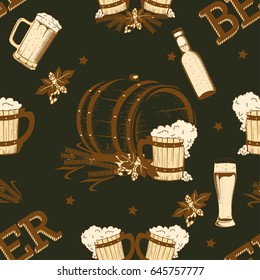 Beer vintage seamless pattern