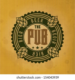beer vintage sign logos retro styled label of beer okay as a template of publicity editable layered vector beer vintage sign logos classic cream ritual original texture bar isolated black formal foam
