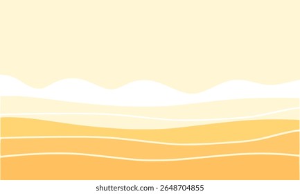 Beer wave texture and  white foam on yellow background. Flat design vector.