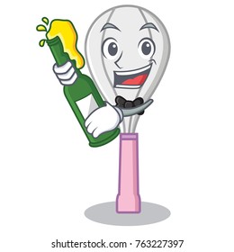 With beer whisk character cartoon style
