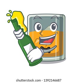 With beer whiskey in the a mascot shape