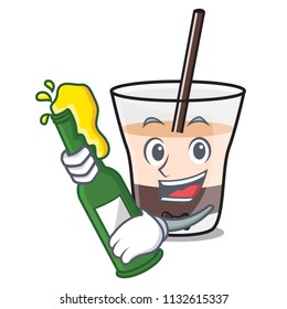 With beer white russian mascot cartoon