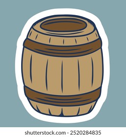 Beer or wine barrels ioslated on white background, color vector illustration