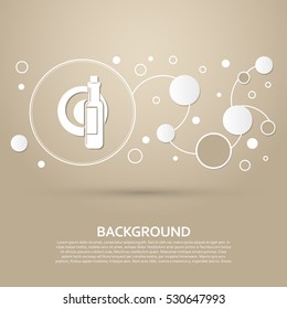 Beer, wine bottle on a brown background with elegant style and modern design infographic. Vector illustration