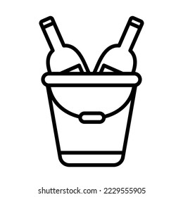 Beer, Wine, Ice Bucket Icon Logo Design Vector Template Illustration Sign And Symbol Pixels Perfect