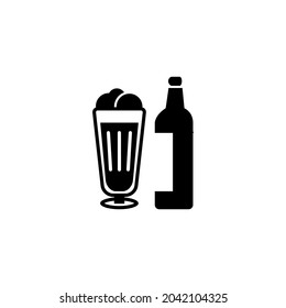Beer Wine Silhouette Icon On White Background