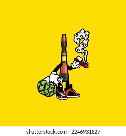Bierwein-Vektorflasche mit Rauchtunkäfer nug cannabis 
