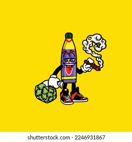beer wine vector bottle smoking joint weed bud nug cannabis 