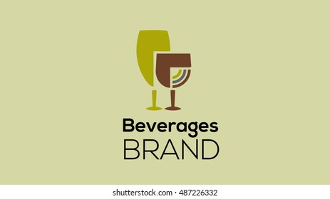 Beer and wine vector logo template. Beverages brand