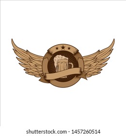 BEER WINGS logo design vector