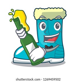 With beer winter boot in shape cartoon funny