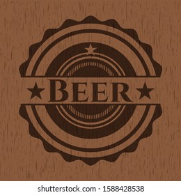Beer wood emblem. Retro. Vector Illustration.