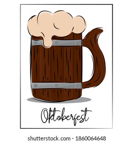Beer wood glass barrel oktoberfest picture- Vector
