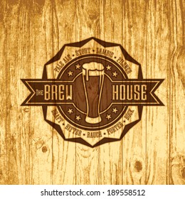 Beer Wood Logo Craft Design Oktoberfest Premium Octoberfest Scorched Vector Retro Styled Mark Of Saloon Or Work Brewery Beer Shattered On Wood Beer Wood Logo Craft Design Oktoberfest Premium Octoberfe