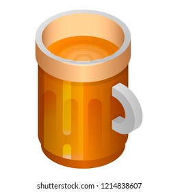 Beer wood mug icon. Isometric of beer wood mug vector icon for web design isolated on white background