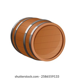 Beer wooden barrel isolated on white background. Alcoholic beverage menu octoberfest.