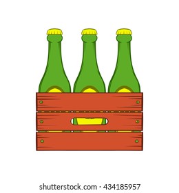 Beer wooden box icon, cartoon style