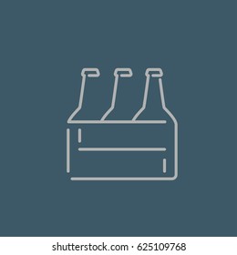 Beer wooden box icon in outline style isolated vector illustration