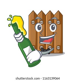 With beer wooden fence pattern for design cartoon