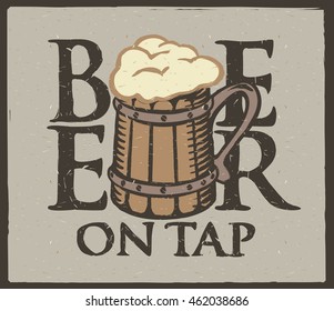 beer wooden glass for the bar in retro style