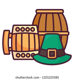 beer wooden jar and barrel with clover