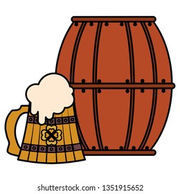 beer wooden jar and barrel with clover