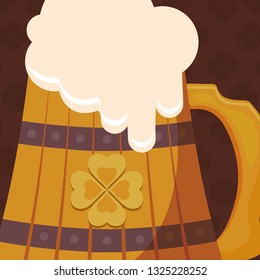 beer wooden jar with clover