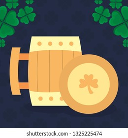 beer wooden jar with clover coin