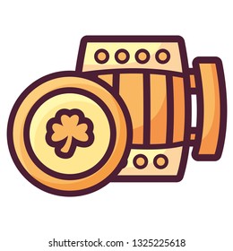 beer wooden jar with clover coin