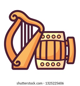 beer wooden jar with harp