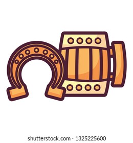 beer wooden jar with horseshoe