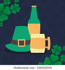 beer wooden jar with leprechaun hat