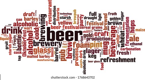 Beer word cloud concept. Collage made of words about beer. Vector illustration 