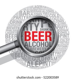 Beer word cloud design concept, vector illustration