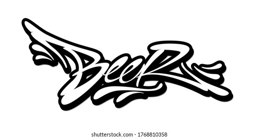 Beer word drawn by hand in graffiti style. Vector illustration