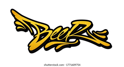 Beer word drawn by hand in graffiti style. Vector illustration