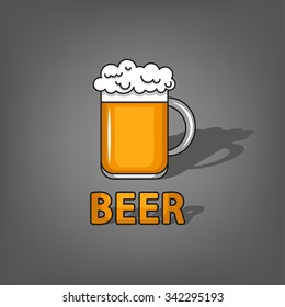 Beer - word and mug. Element of design or logo. Vector illustration.
