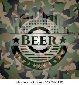 Beer written on a camo texture. Vector Illustration. Detailed.