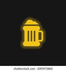 Beer yellow glowing neon icon
