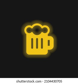 Beer yellow glowing neon icon