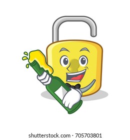 With beer yellow lock character mascot